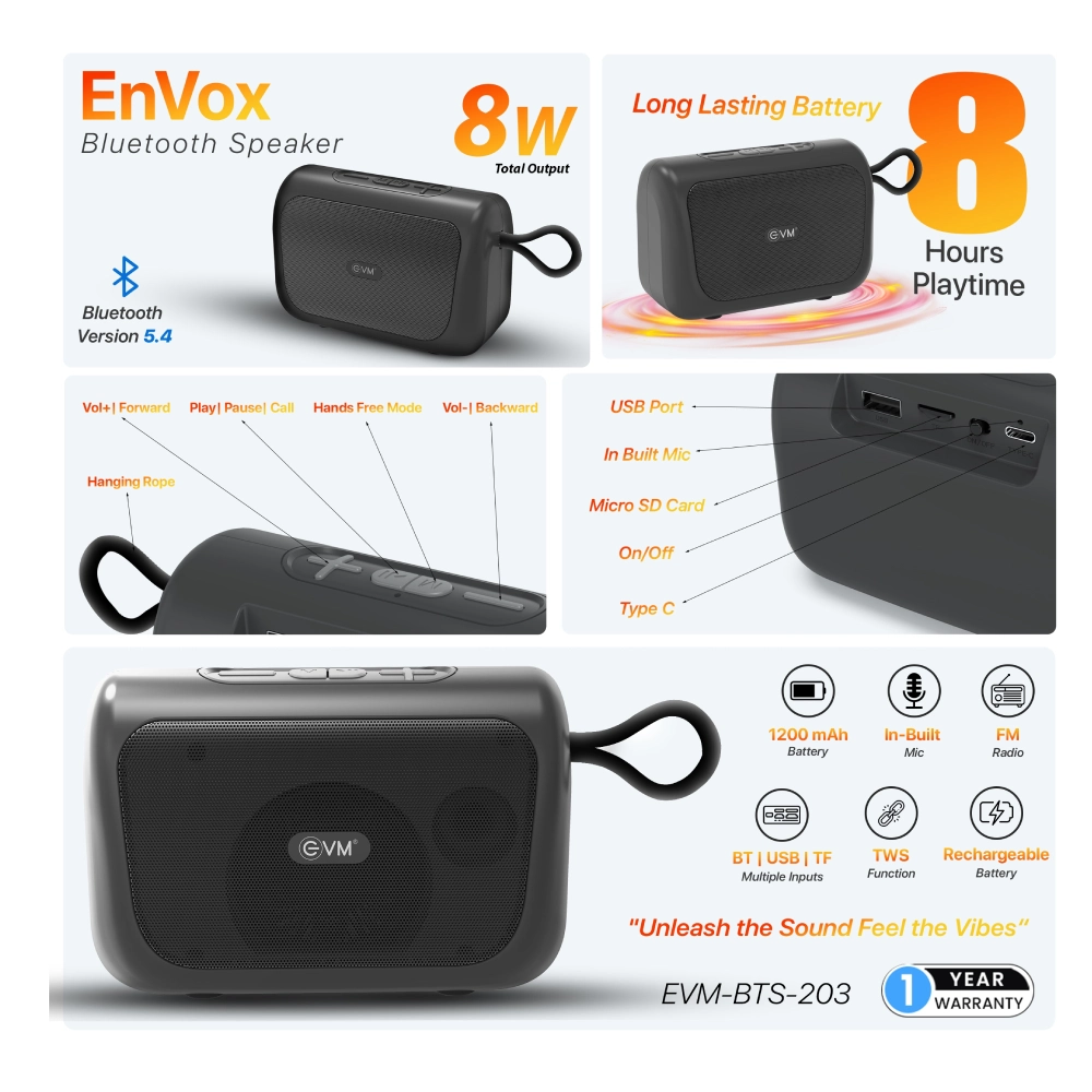 EVM Bluetooth Speaker EnVox 8w view 4